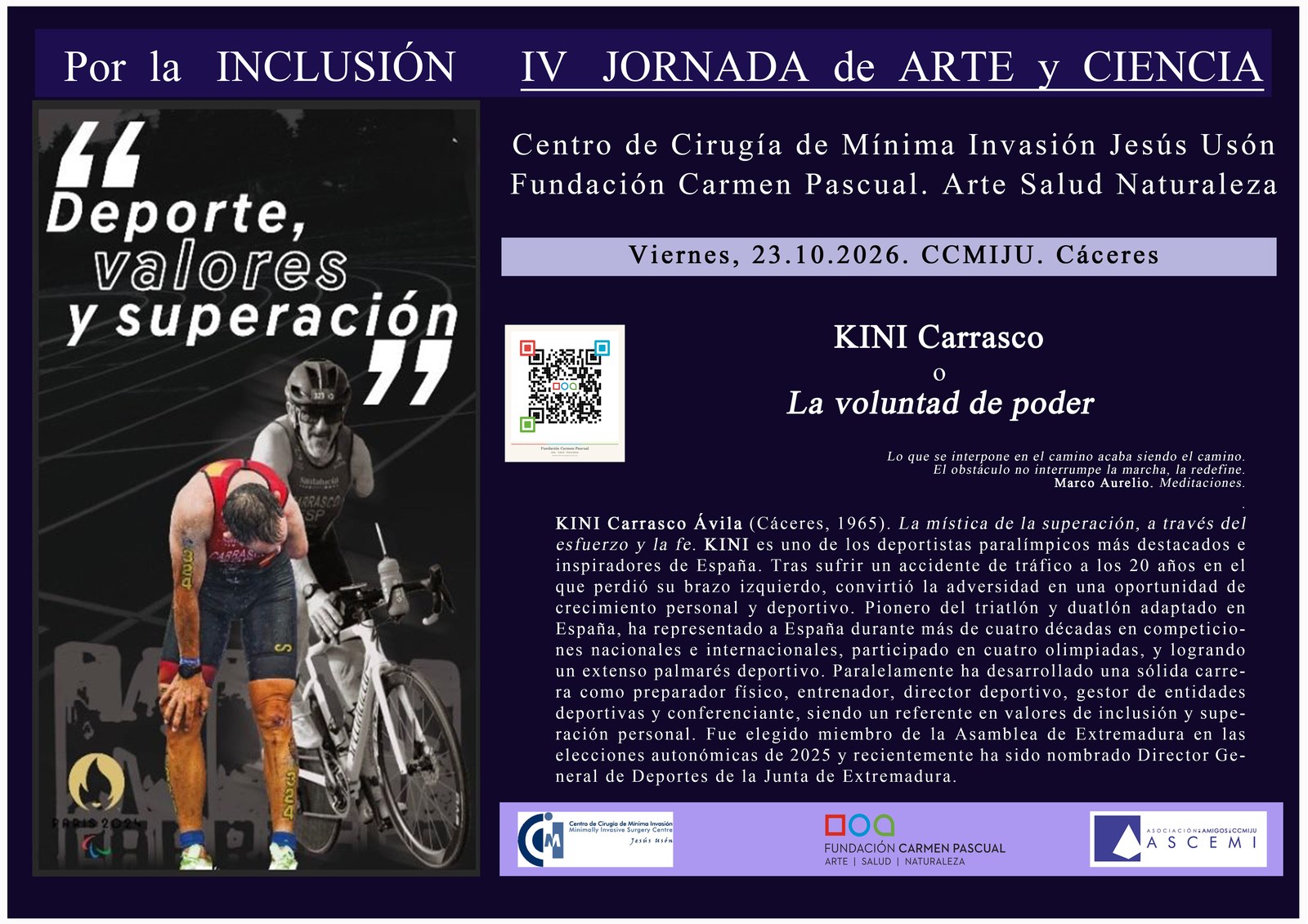Cartel de KINI Carrasco, o la voluntad de poder: deporte, valores y superación